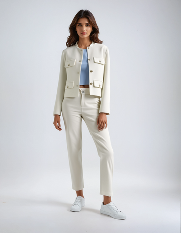 Tweed Cropped Übergangsjacke