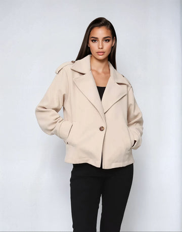 Eleganter Damenmantel – Mischung aus Polyester, Wolle & Elasthan
