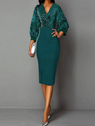 Midikleid Glitzer/Satin