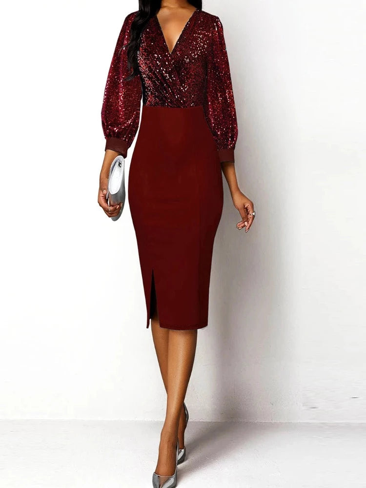 Midikleid Glitzer/Satin