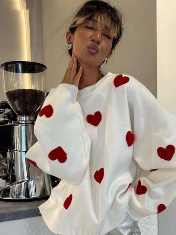 Oversized Pullover mit Herzen