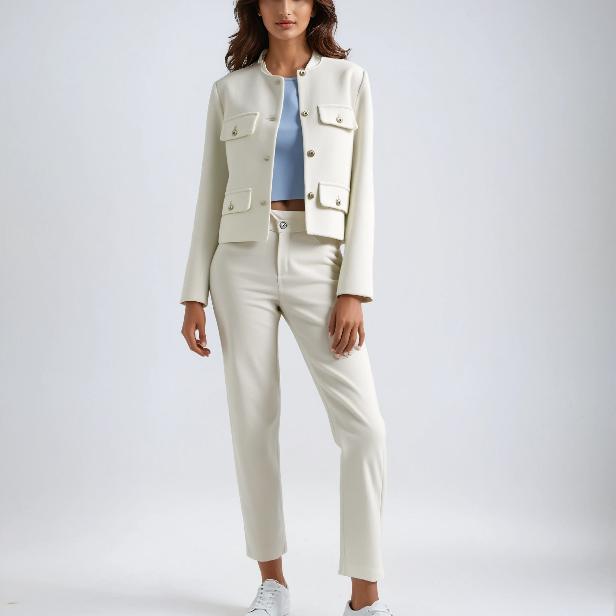 Tweed Cropped Übergangsjacke